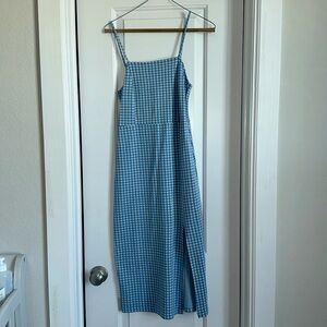 Blue and white checkered dress from Zara